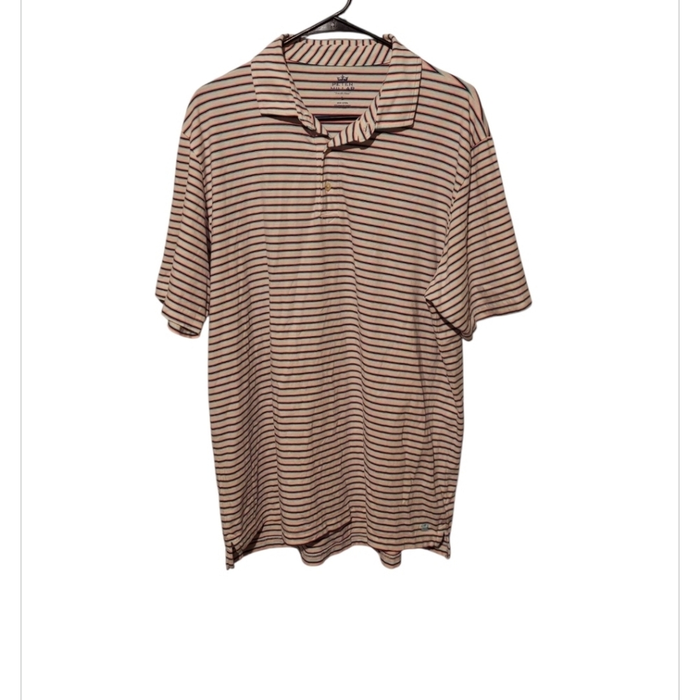 Peter Millar Seaside Wash Polo Shirt Size L Stripe Golf Short Sleeve Outdoor